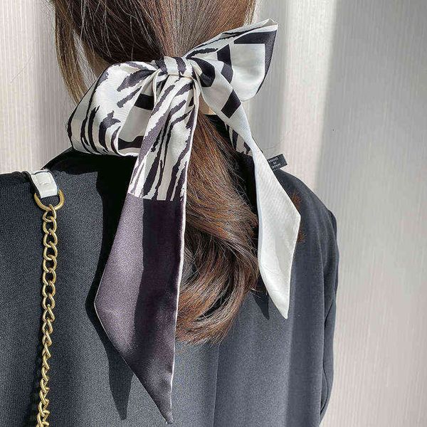 

scarves leopard korean fashion versatile temperament with small suit silk scarf literary career, Blue;gray