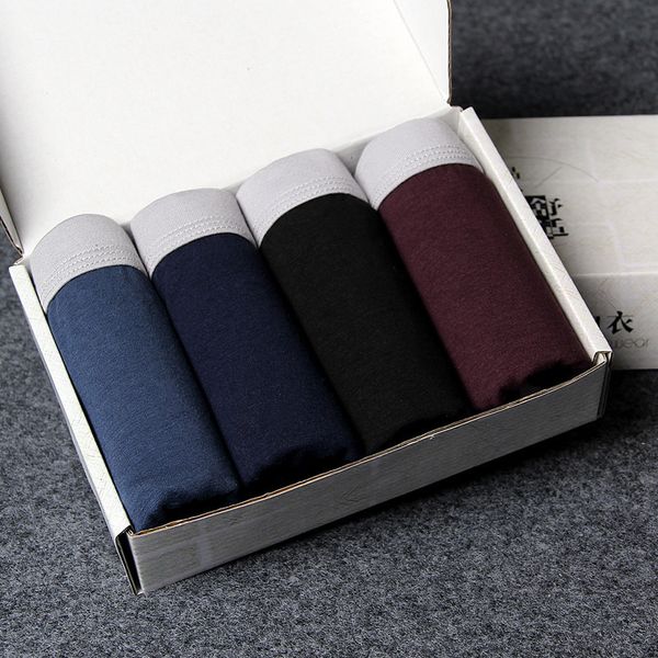 

taobao 4-pack men's pure cotton boxed underwear, Black;white