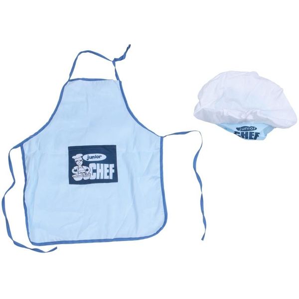 

aprons childs kids chef hat apron cooking baking boy girl chefs junior gift (blue)