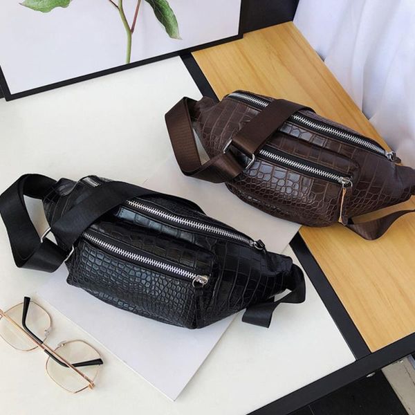

waist bags men's leather vintage zipper crocodile printed waterproof packs pouch purse fanny shoulder