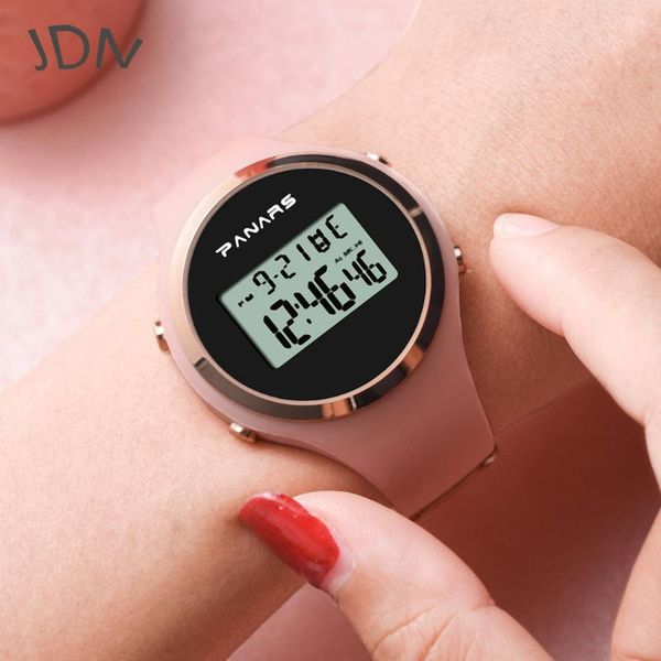 

wristwatches ladies electronic hand watch luxury alloy dial comfortable silicone strap sports led display simple and fashionable reloj, Slivery;brown