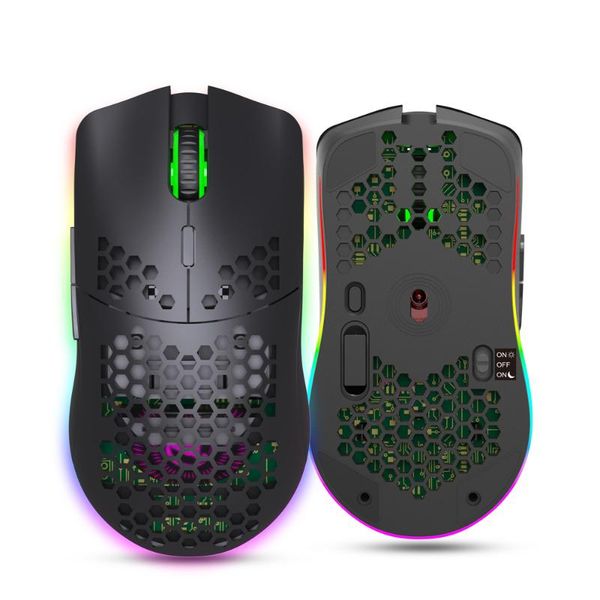

2.4ghz wireless gaming mouse 7 button 3200 dpi adjustable rgb backlit rechargeable lightweight honeycomb shell gamer mice