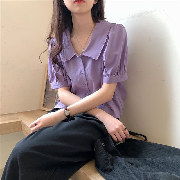 

T-shirt T-shirt 2021 summer new Korean version sweet design small crowd versatile loose short Bubble Sleeve Top Blouse, White