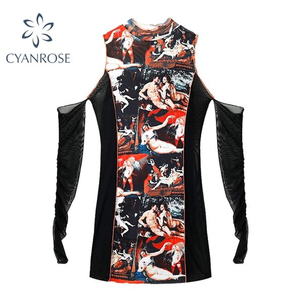 

off shoulder mesh bodycon crop dress party club bar streetwear harajuku vestidos lady summer grunge skinny mini frocks 210430, Black;gray