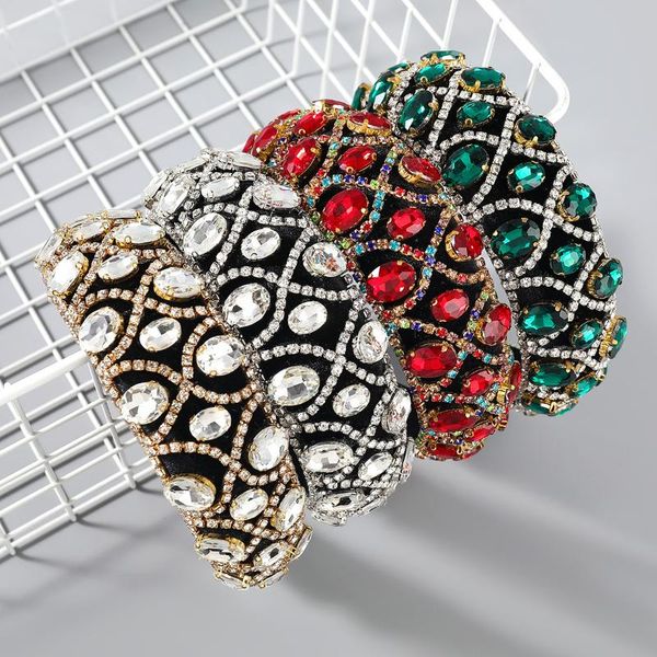 

hair clips & barrettes fashion metal gold velvet rhinestone glass headband women's retro shiny wide-brimmed sponge campus party accesso, Golden;silver