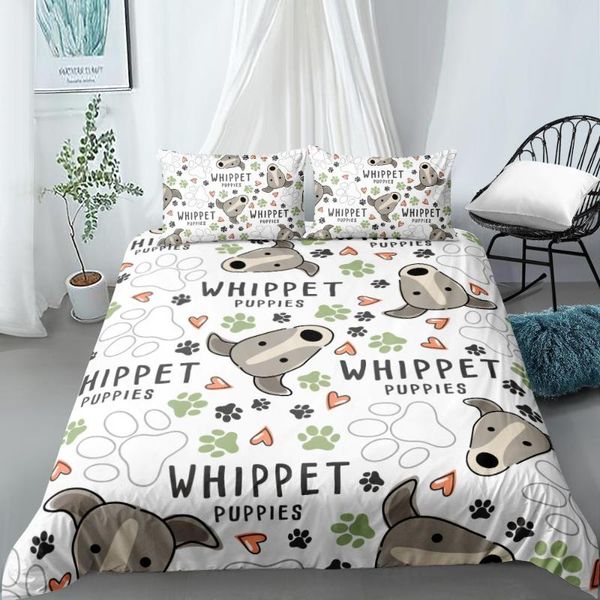 

bedding sets pet 3d duvet cover set quilt/comforter pillow case bed linen double king full custom whippet bedclothes
