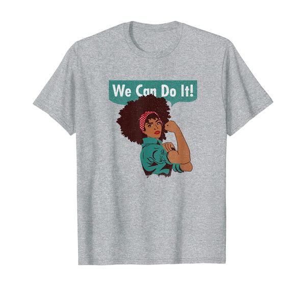 

we can do it black women shirt strong afro t shirt for girl, White;black