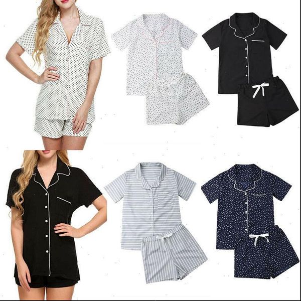 

summer home wear sleep womens sleepwears pajamas set short sleeves pants homewear nightwear, Black;red