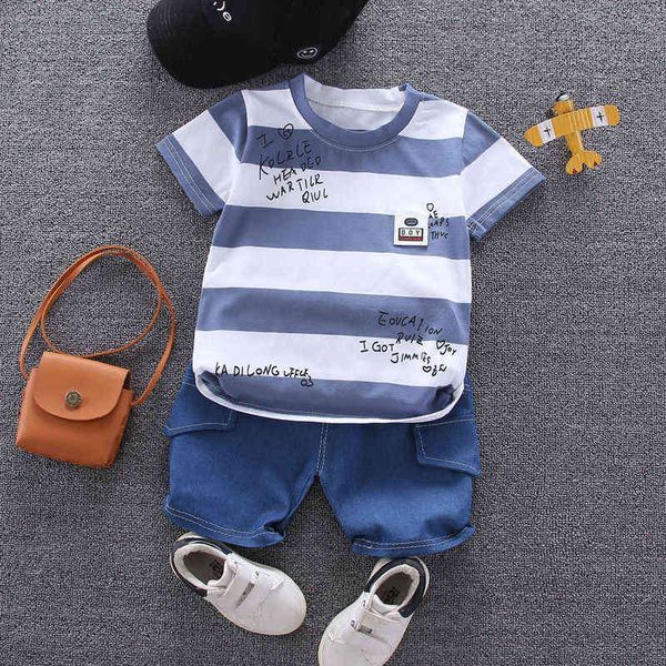 Baby Jungen Kleidung Set Sommer Gestreiften Kinder Kind Sport Anzug 2021 Kleinkind Jungen Kurzarm Kleidung 1 2 3 4 5 jahre G220310