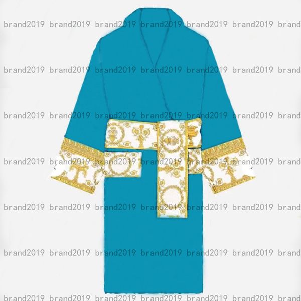 

new style blue prevalent classic print design bath supplies lover bath robe 100% cotton women men baths robes 7 colors