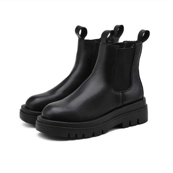 

new thick heel chelsea boots 2021 short medium large women's boots, Black