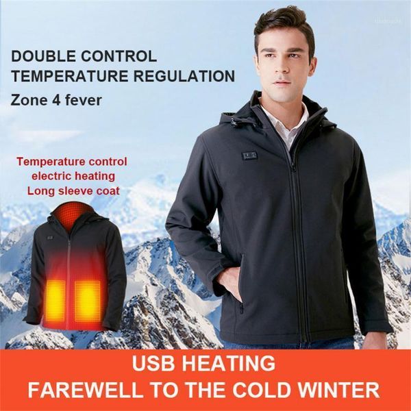 

men's jackets male and female couple winter warm overcoat electric heated coat usb heating vest cotton for outdoor skiing, Black;brown
