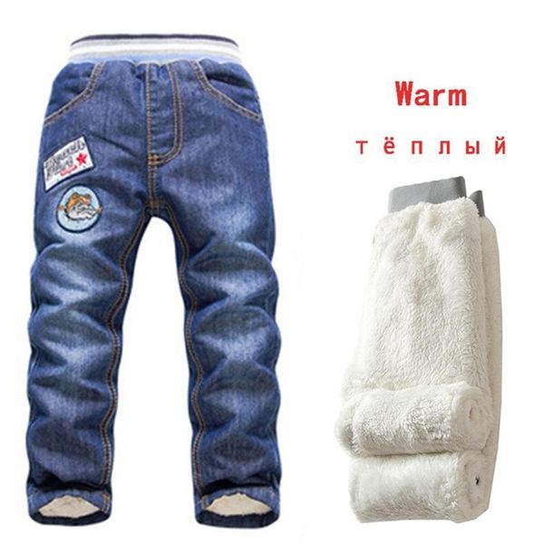 2-7y meninos calças jeans calças adicionar lã roupas quentes crianças lavado jeans jeans meninos calças longas bebê menino calça calça inverno jean 210317