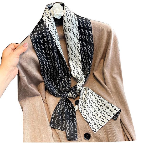 

100% pure silk scarf shawl stripe foulard women natural scarves wraps print pashmina hijab luxury brand long cover-ups bandana, Blue;gray