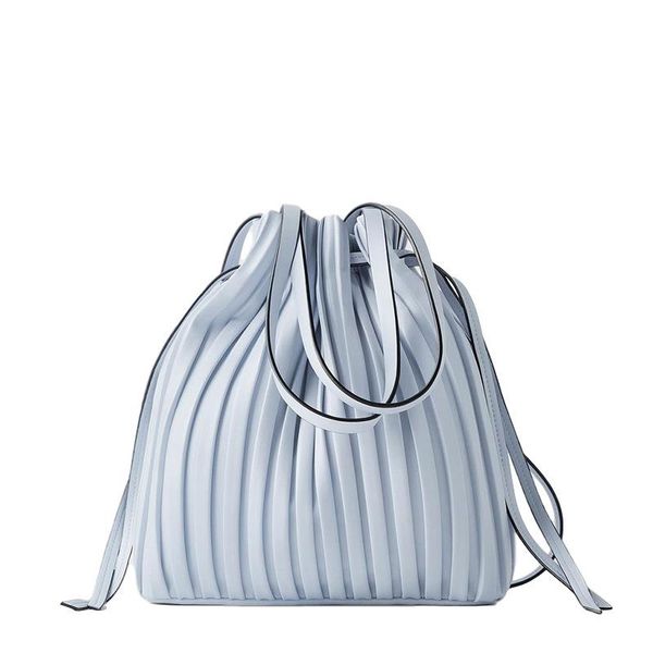

evening bags brand design pu leather shoulder bag pleated stripe bucket ladies crossbody for women 2021 handbag