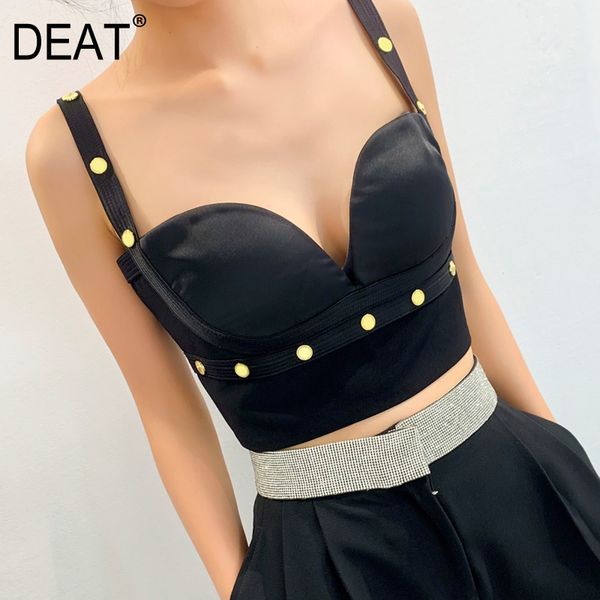 

solid black metal button corset vest with zipper hollow out cyber goth y2k summer clothes for women gx641 210421, White