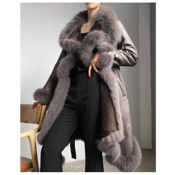 

women's fur & faux coats collar genuine wool female jacket vintge elegant warm winter jackets mulheres casacos zjt935, Black