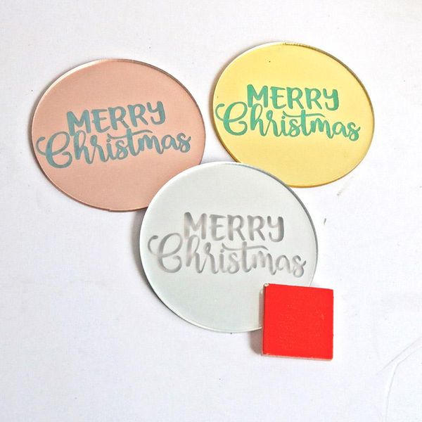 

other festive & party supplies 10pcs gold merry christmas cupcake er acrylic rose circle cake for dessert decorations