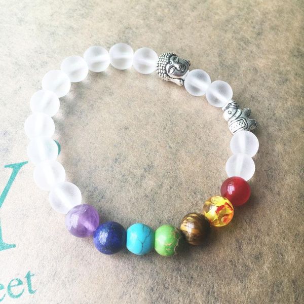 

beaded, strands 7chakra yoga natural stone bead buddha bracelets for women men jewelry black lava druzy gift elephant bangles pulseras