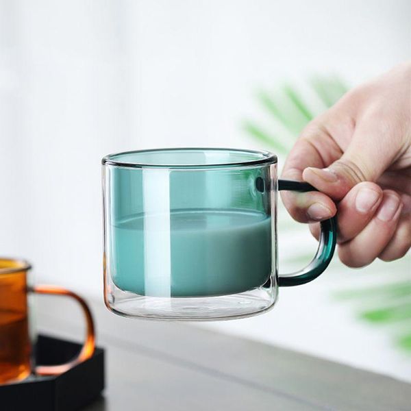 

wine glasses creative double wall simple glass cups with handle heat resistant kitchen supplies mug coffee cup tea milk clear