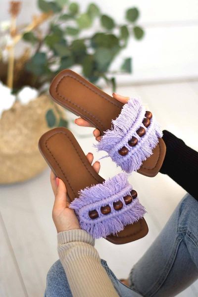 

slippers aria tassels lilac, Black