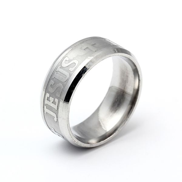 2021 Christian Brief Kreuz 8mm Mode Ring für Männer Valentinstag Geschenk Schmuck Schmuck Bulk R5532