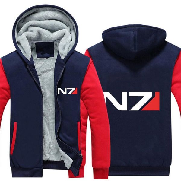 

men's hoodies & sweatshirts graffiti number 7 fashion streetwear stitching design winter thicken jacket, Black