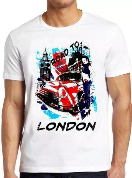 

road to london british retro funny cool gift tee t shirt 4142, White;black
