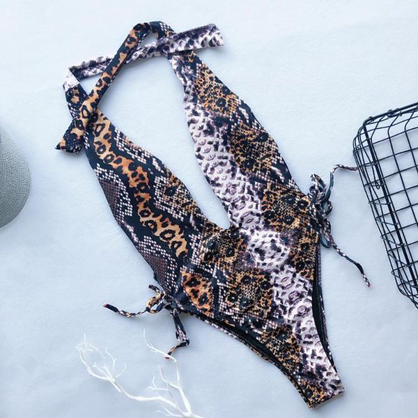 

women's swimwear womenswimsuit snake splicing one piece swimsuit women female waistband deep v bather bathing swim lady sport beach sui, White;black