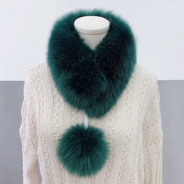 Inverno macio pescoço aquecido colar de pele lenço para mulheres peludo anel cachecol feminino longo faux raposa lenços feminino pele xaile h0923