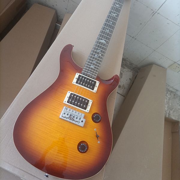 

6 strings vs electric guitar with flame maple veneer,rosewood fretboard