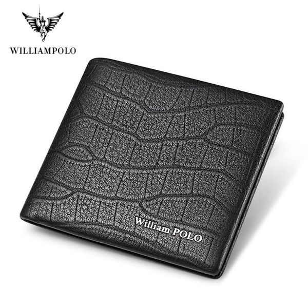 

wallets williampolo men wallet short genuine leather crocodile bifold purse fashion design cowhide black, Red;black