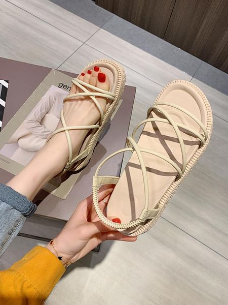 

the summer joker thick bottom shoes of rome sandals, Black
