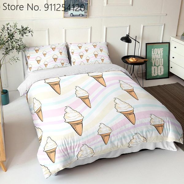

bedding sets ice cream 2/3 piece duvet cover cartoon colorful bed quilt single double  king bedspread