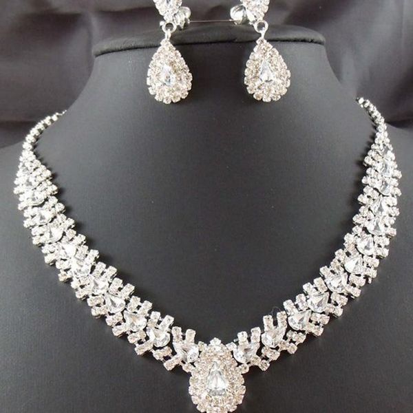 

earrings & necklace bridal wedding dresses accessories set fashion droplet, Silver