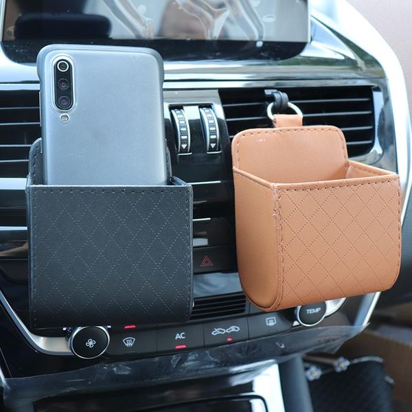 

car organizer accessories interior in box faux leather glasses case phone holder automobile outlet mount