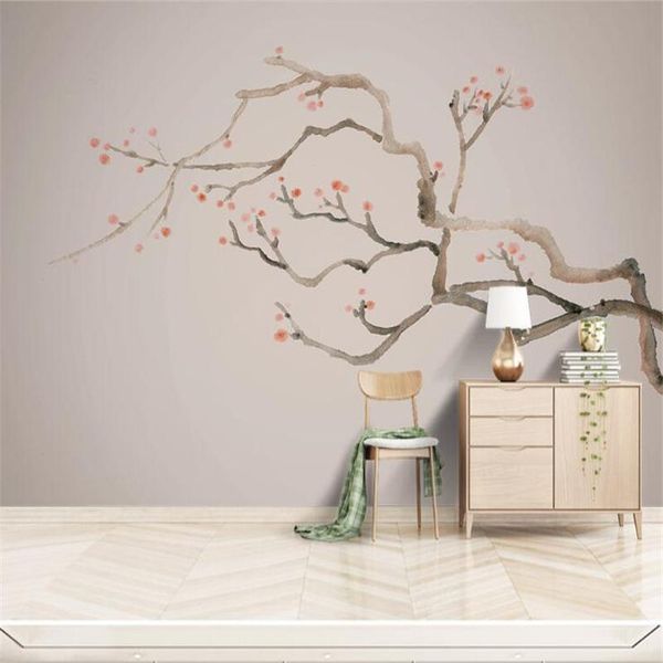 

wallpapers modern chinese plum wallpaper blossom tv background wall paper decoration painting home decor papel de parede 3d room