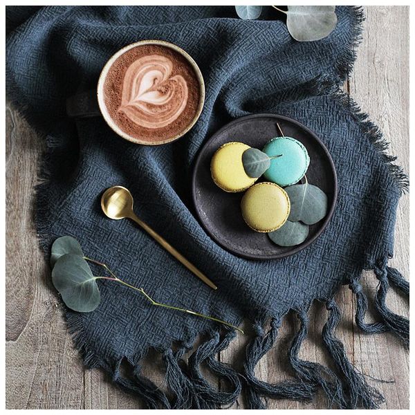 

table cloth texture cotton linen with handmade tassels anti dust cover tablecloth food pography background home decor