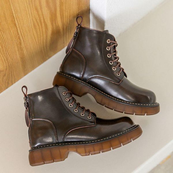 

boots 2021 thick-soled riding female spring and autumn british style ins tide black short all-match