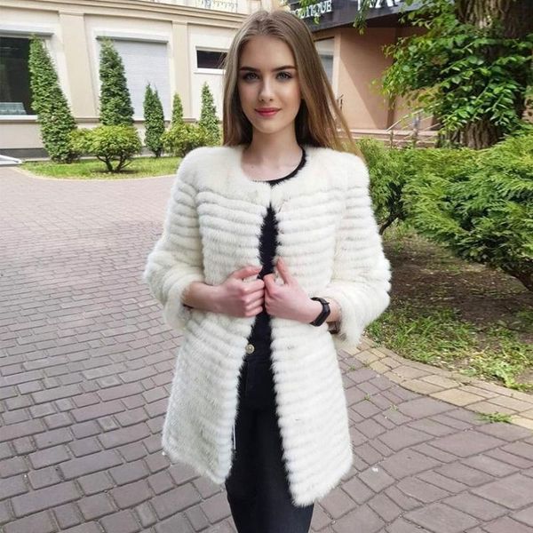

women's fur & faux .elegant mink coat women fashion real jacket solid color warm slim overcoat 2021 arrival, Black