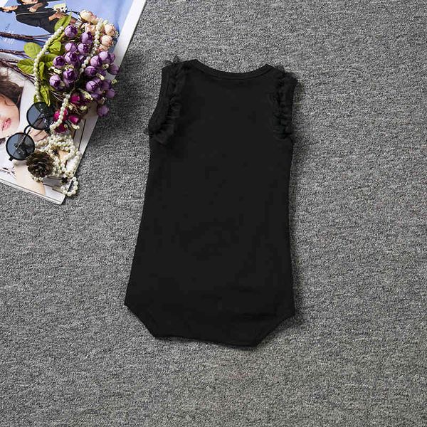 

classic newborn baby girls kids sleeveless ruffles romper jumpsuit black outfits cute summer cottoning clothes my little black dress, Blue