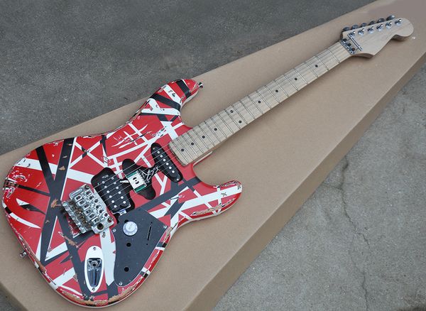 

6 strings red retro electric guitar with maple fretboard floyd rose296n