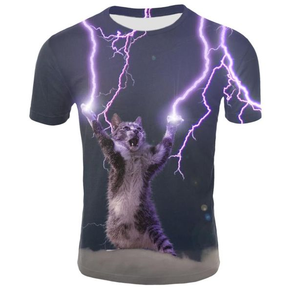 

men's t-shirts 3d printing thunder cat t-shirt women's summer casual short sleeve o-neck and, White;black