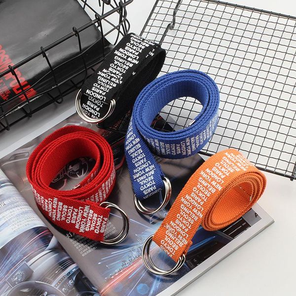 

belts 1pc extended canvas belt for women men colorful all-match wide printed silver metal double ring buckle waist, Black;brown