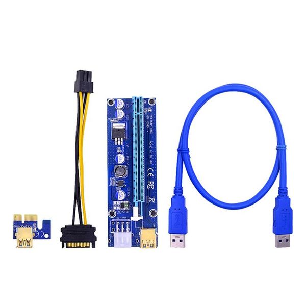 

pcs ver009s pci express pcie pci-e riser card 6pin to sata 1x 16x usb3.0 adapter led with power cable computer cables & connectors