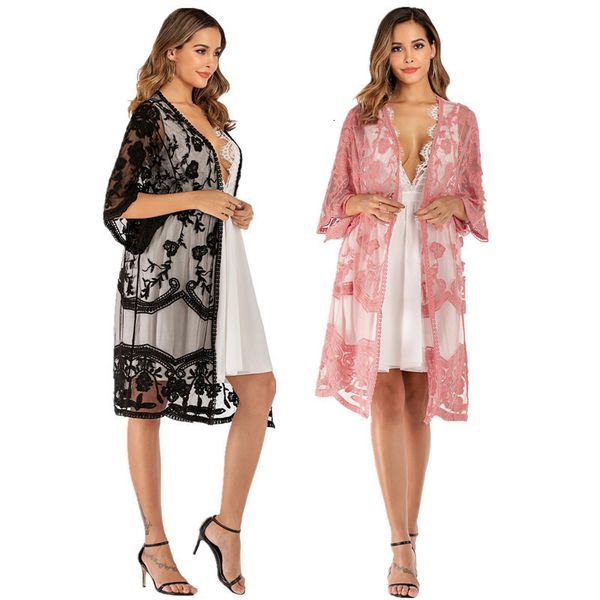 

straight bohemian holiday women' drs with bikini swimsuit cardigan beach blouse, Red;black
