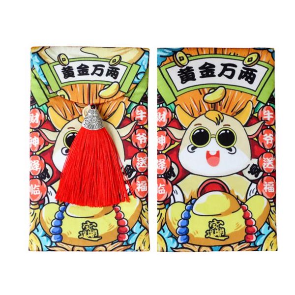 

greeting cards 2pcs year red packets envelopes imitated silk ox for kids dorm party