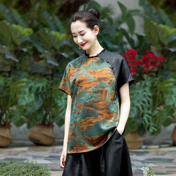 

ethnic clothing 2021 oriental qipao traditional chinese style splicing design blouse cheongsam women shirt vintage, Red