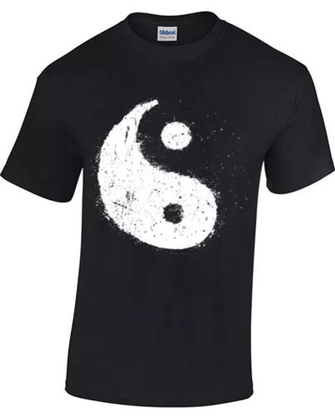 

harmonie yin yang t-shirt hommes femmes, White;black