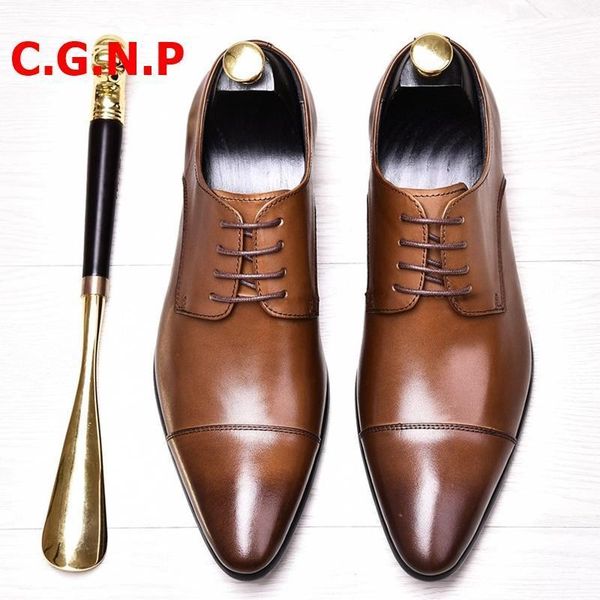 

dress shoes c.g.n.p men leather genuine pointed toe formal italian party wedding1, Black